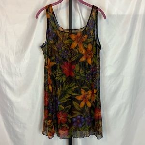 Longitude Vintage Sheer Floral Tank Top, size Large